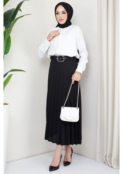 Kemerli Piliseli Etek Siyah modelleri