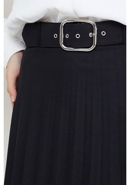 Kemerli Piliseli Etek Siyah indirimleri