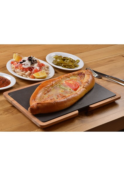 Döküm Ahşap ve Döküm Demir Hot Plate Servis Tahtası. Ölçü 20X30CM.