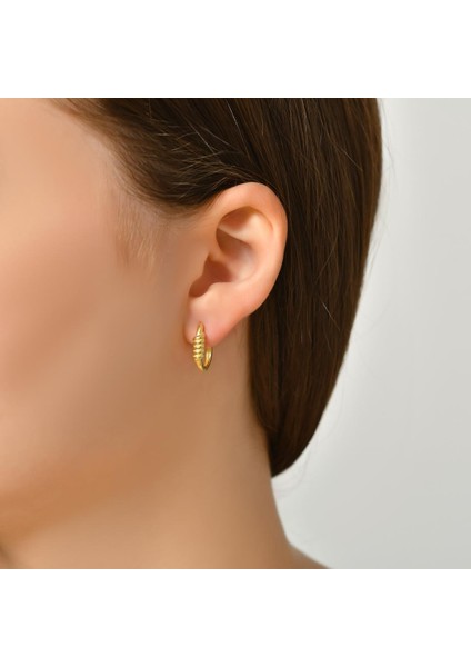 Tırtıklı Oval Biçimli Küpe Kadın Gümüş Küpe modelleri