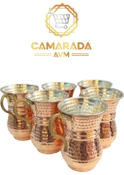 Camarada Avm Bakır Sürahi 2 Litre , 4 x Ayran Bardagı Komple Set