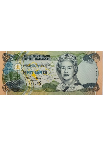 Bahamalar 2001 Yılı Yarım Cent Yabancı Kağıt Para Çil (Unc) Koleksiyon Para fiyatları