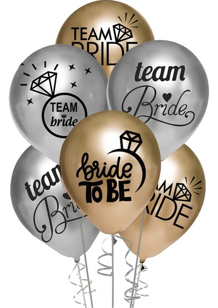 Metalik Balon Baskılı 100'LÜ -Team Bride-