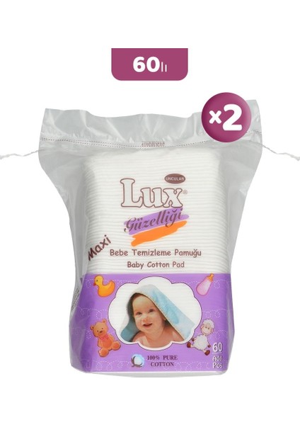 Kare Bebe Temizleme Pamuğu 60'lı x 2