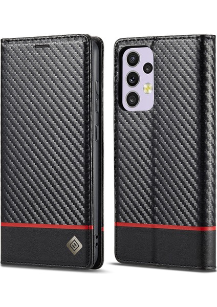 Samsung Galaxy A33 5g Pu Deri Karbon Fiber Doku Dokunlu Kılıf Stand Gizli Manyetik Adsorpsiyon Şok Geçirmez Cüzdan Kapağı (Yurt Dışından) fiyatları
