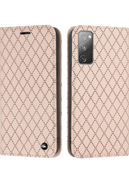 Samsung Galaxy S20 Fe 4g / Fe 5g / S20 Lite / S20 Fe 2022 Rhombus Kabartma Litchi Doku Rfıd Rfıd Telefon Kılıfı Pu Deri Stand Cüzdan Kapağı (Yurt Dışından)