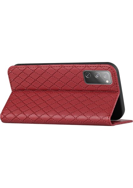 Samsung Galaxy S20 Fe 4g / Fe 5g / S20 Lite / S20 Fe 2022 Rhombus Kabartma Litchi Doku Rfıd Rfıd Telefon Kılıfı Pu Deri Stand Cüzdan Kapağı (Yurt Dışından)