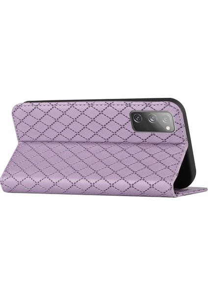 Samsung Galaxy S20 Fe 4g / Fe 5g / S20 Lite / S20 Fe 2022 Rhombus Kabartma Litchi Doku Rfıd Rfıd Telefon Kılıfı Pu Deri Stand Cüzdan Kapağı (Yurt Dışından)