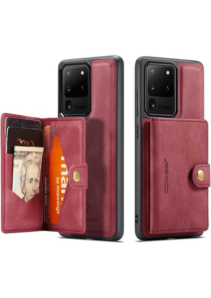 Samsung Galaxy S20 Ultra 4G/S20 Ultra 5g Söndürülebilir Telefon Kapağı Cüzdan Kickstand Manyetik Deri Kaplamalı Tpu Kılıfı (Yurt Dışından)