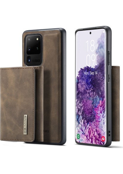 Dg.ming M1 Serisi Manyetik Çıkarılabilir 2'si Deri Kaplamalı Tpu + Pc Hibrit Kapak Kabuğu Samsung Galaxy S20 Ultra Için Cüzdan Kickstand (Yurt Dışından)