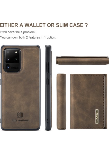 Dg.ming M1 Serisi Manyetik Çıkarılabilir 2'si Deri Kaplamalı Tpu + Pc Hibrit Kapak Kabuğu Samsung Galaxy S20 Ultra Için Cüzdan Kickstand (Yurt Dışından) modelleri