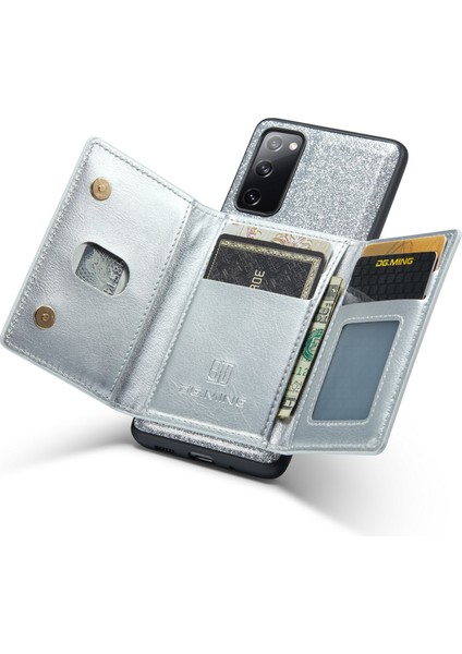 Samsung Galaxy S20 Fe 4g / 5g / S20 Fe 2022 / S20 Lite 2'si 1 Arada Pu Deri Kaplamalı Pc+Tpu Geri Kickstand Tasarım Manyetik Çıkarılabilir Fermuar Cüzdan Telefon Kapağı (Yurt Dışından)