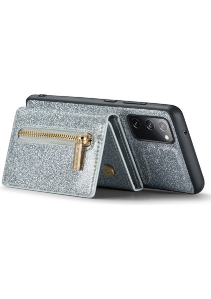 Samsung Galaxy S20 Fe 4g / 5g / S20 Fe 2022 / S20 Lite 2'si 1 Arada Pu Deri Kaplamalı Pc+Tpu Geri Kickstand Tasarım Manyetik Çıkarılabilir Fermuar Cüzdan Telefon Kapağı (Yurt Dışından)