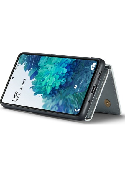 Samsung Galaxy S20 Fe 4g / 5g / S20 Fe 2022 / S20 Lite 2'si 1 Arada Pu Deri Kaplamalı Pc+Tpu Geri Kickstand Tasarım Manyetik Çıkarılabilir Fermuar Cüzdan Telefon Kapağı (Yurt Dışından)