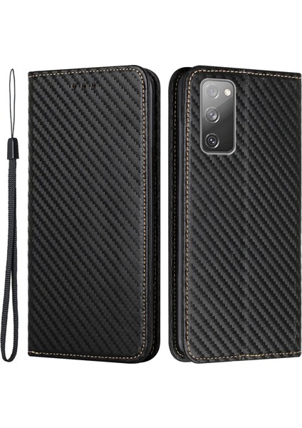Cüzdan Tasarım Karbon Fiber Doku Stand Samsung Galaxy S20 Fe 2022/S20 Fe 4G/5G/S20 Lite (Yurt Dışından)