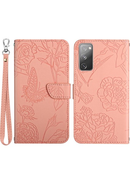 Samsung Galaxy S20 Fe 2022/S20 FE/S20 Fan EDITION/S20 Fe 5G/S20 Fan Edition 5g Kelebek Çiçek Baskılı Cüzdan Pu Deri Kılıf Kılıfı (Yurt Dışından)