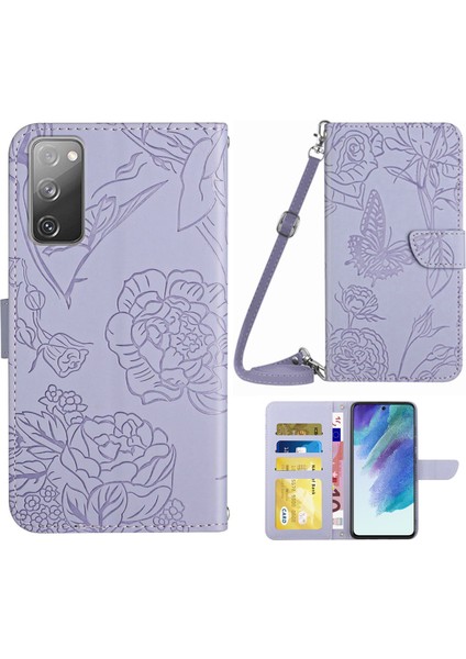 Samsung Galaxy S20 Fe 2022/S20 LITE/S20 Fe 5G/4G/S20 Fe 2022 Cilt Touch Duygu Stand Pu Deri Telefon Kapağı, Desen Baskı Tasarım Telefon Kabuğu Omuz Kayışı ile (Yurt Dışından)
