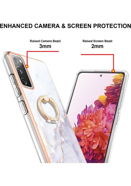 Aşınma Dirençli Iml Imd Mermer Desen Esnek Tpu Kapak Elektraptaşlama Telefon Kılıfı Samsung Galaxy S20 FE/S20 Fe 5G/S20 LITE/S20 Fe 2022 (Yurt Dışından)