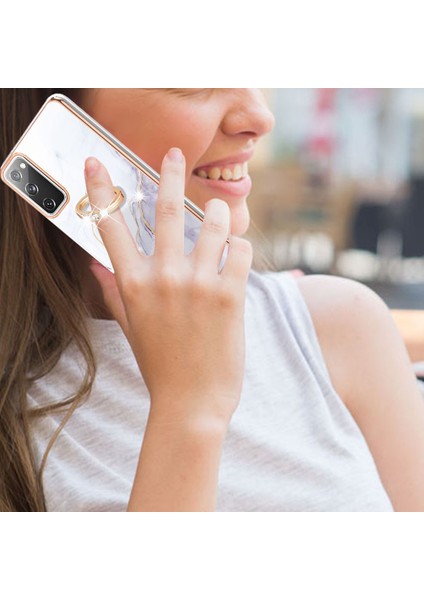 Aşınma Dirençli Iml Imd Mermer Desen Esnek Tpu Kapak Elektraptaşlama Telefon Kılıfı Samsung Galaxy S20 FE/S20 Fe 5G/S20 LITE/S20 Fe 2022 (Yurt Dışından)