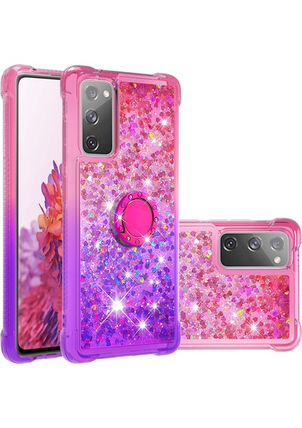 Anti-Fall Ring Kickstand Yumuşak Tpu Gradient Quicksand ve Cover Samsung Galaxy S20 Fe 2022/S20 Fe 4G/5G/S20 Fan Edition Için Şık Telefon Kılıfı 4G/5G/S20 Lite (Yurt Dışından)