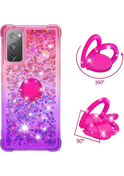Anti-Fall Ring Kickstand Yumuşak Tpu Gradient Quicksand ve Cover Samsung Galaxy S20 Fe 2022/S20 Fe 4G/5G/S20 Fan Edition Için Şık Telefon Kılıfı 4G/5G/S20 Lite (Yurt Dışından)