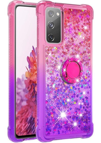 Anti-Fall Ring Kickstand Yumuşak Tpu Gradient Quicksand ve Cover Samsung Galaxy S20 Fe 2022/S20 Fe 4G/5G/S20 Fan Edition Için Şık Telefon Kılıfı 4G/5G/S20 Lite (Yurt Dışından)