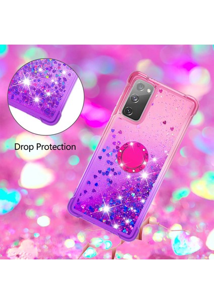 Anti-Fall Ring Kickstand Yumuşak Tpu Gradient Quicksand ve Cover Samsung Galaxy S20 Fe 2022/S20 Fe 4G/5G/S20 Fan Edition Için Şık Telefon Kılıfı 4G/5G/S20 Lite (Yurt Dışından)