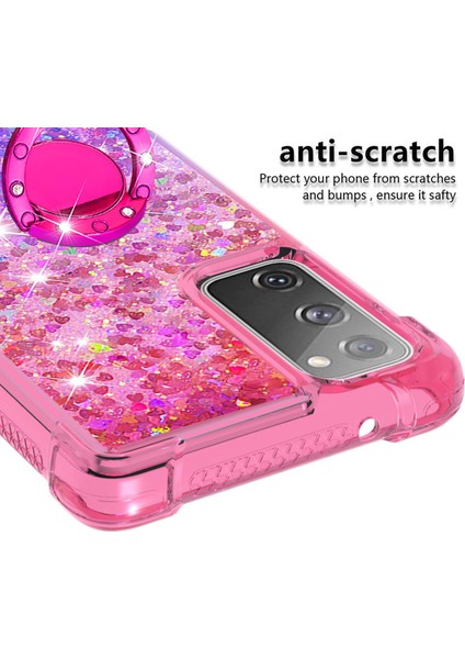 Anti-Fall Ring Kickstand Yumuşak Tpu Gradient Quicksand ve Cover Samsung Galaxy S20 Fe 2022/S20 Fe 4G/5G/S20 Fan Edition Için Şık Telefon Kılıfı 4G/5G/S20 Lite (Yurt Dışından)