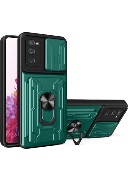Kart Tutucu Tasarım Kamera Koruması Şok Geçirmez Pc + Tpu Telefon Kılıfı Samsung Galaxy S20 Fe 2022/S20 FE/S20 Fe 5G/S20 Lite (Yurt Dışından)