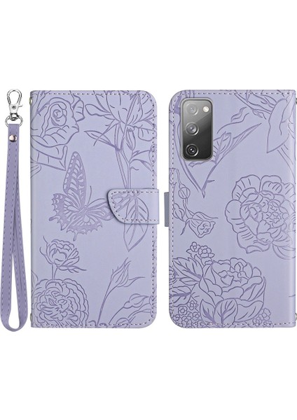 Samsung Galaxy S20 Fe 2022/S20 FE/S20 Fan EDITION/S20 Fe 5G/S20 Fan Edition 5g Kelebek Çiçek Baskılı Cüzdan Pu Deri Kılıf Kılıfı (Yurt Dışından)