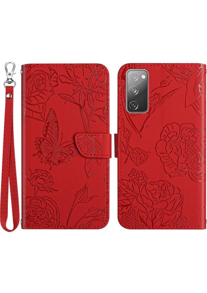 Samsung Galaxy S20 Fe 2022/S20 FE/S20 Fan EDITION/S20 Fe 5G/S20 Fan Edition 5g Kelebek Çiçek Baskılı Cüzdan Pu Deri Kılıf Kılıfı (Yurt Dışından)
