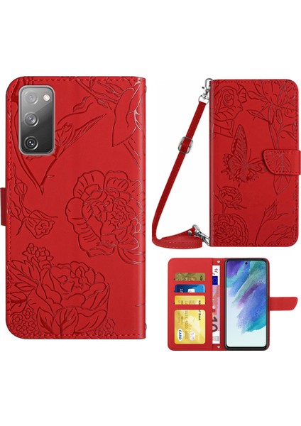 Samsung Galaxy S20 Fe 2022/S20 LITE/S20 Fe 5G/4G/S20 Fe 2022 Cilt Touch Duygu Stand Pu Deri Telefon Kapağı, Desen Baskı Tasarım Telefon Kabuğu Omuz Kayışı ile (Yurt Dışından)