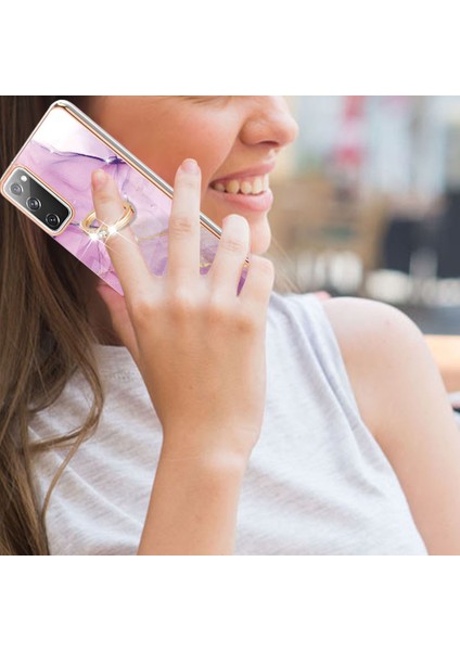 Aşınma Dirençli Iml Imd Mermer Desen Esnek Tpu Kapak Elektraptaşlama Telefon Kılıfı Samsung Galaxy S20 FE/S20 Fe 5G/S20 LITE/S20 Fe 2022 (Yurt Dışından)