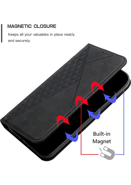 Rhombus Desen Cilt-Dokunuş Hissediyorum Manyetik Kapanma Samsung Galaxy S20 Fe 2022/S20 Fe 4G/S20 Fe 5G/S20 Lite Için (Yurt Dışından)