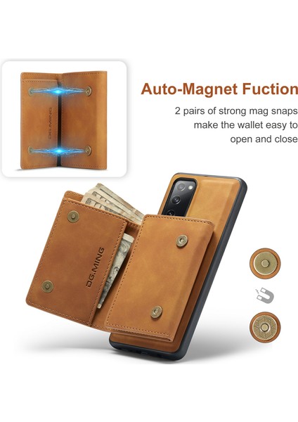 Dg.ming M1 Serisi Manyetik Üç Katlı Cüzdan + Samsung Galaxy S20 Fe 2022/S20 Fe 4G/S20 Fe 5G/S20 Lite Için Kickstand ile Deri Kaplamalı Hibrit Kapak Kabuğu (Yurt Dışından)