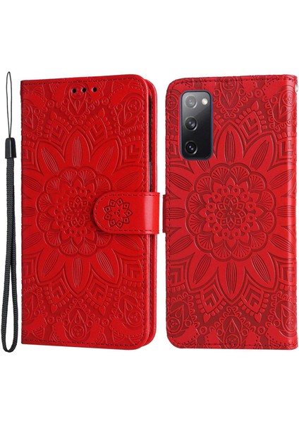 Samsung Galaxy S20 Fe / S20 Fe 5g / S20 Lite Ayçiçeği Baskılı Pu Deri Kılıf Stand Manyetik Toka Cüzdan Telefon Kapağı Kayışlı (Yurt Dışından)