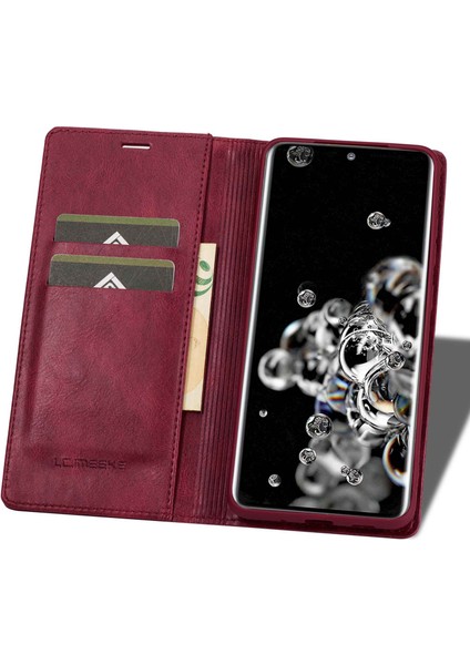 Samsung Galaxy S20 Ultra Pu Deri Manyetik Otomatik Absorbed Flip Case Rfıd Engelleme Cüzdan Stand Telefon Kapağı (Yurt Dışından) modelleri