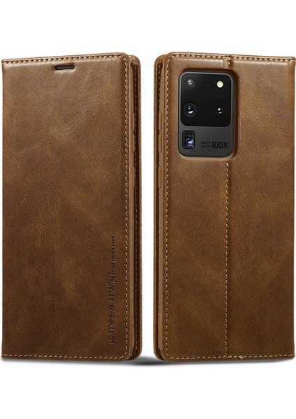 Samsung Galaxy S20 Ultra Pu Deri Manyetik Otomatik Absorbed Flip Case Rfıd Engelleme Cüzdan Stand Telefon Kapağı (Yurt Dışından)