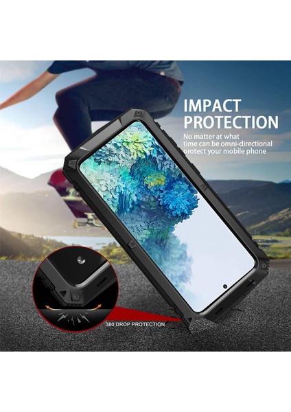 R-Samsung Galaxy S20 Için Sadece 4g / 5g Toz Geçirmez Sıçrama Geçirmez Damla Geçirmez Telefon Kılıfı Metal + Silikon + Pc Kickstand Özellik Kapağı Temperli Cam Film ile (Yurt Dışından) modelleri