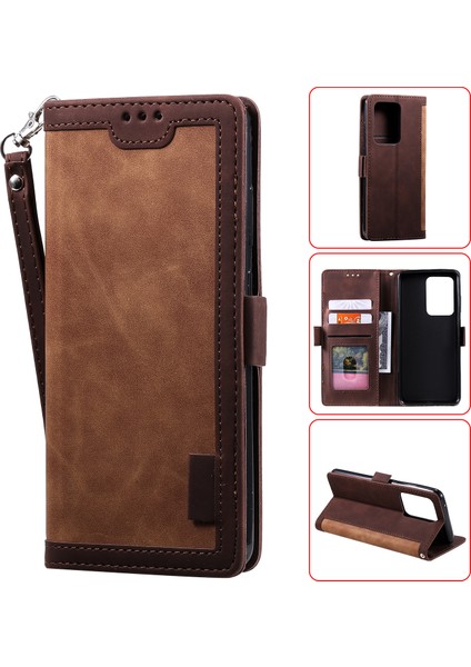 Samsung Galaxy S20 Ultra Için Vintage Ekleme Stili Cüzdan Stand Flip Deri Kılıf (Yurt Dışından)
