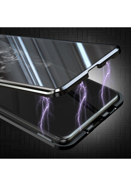 Cep Telefon Torbası Kılıfı Manyetik Kurulum Metal Çerçeve + Temperli Cam Tam Kaplama Telefon Kabuğu [destek Parmak Izi Kilidi] Samsung Galaxy S20 Ultra (Yurt Dışından)