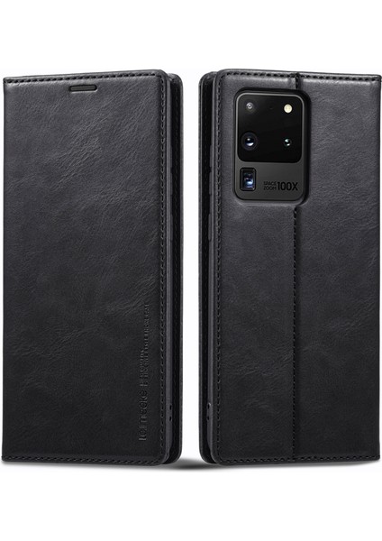 Samsung Galaxy S20 Ultra Pu Deri Manyetik Otomatik Absorbed Flip Case Rfıd Engelleme Cüzdan Stand Telefon Kapağı (Yurt Dışından)
