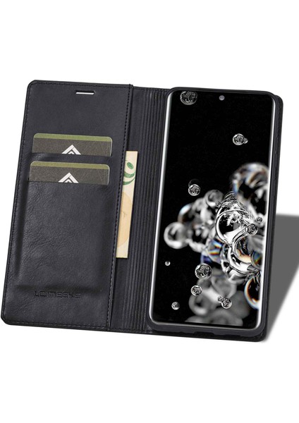 Samsung Galaxy S20 Ultra Pu Deri Manyetik Otomatik Absorbed Flip Case Rfıd Engelleme Cüzdan Stand Telefon Kapağı (Yurt Dışından) modelleri