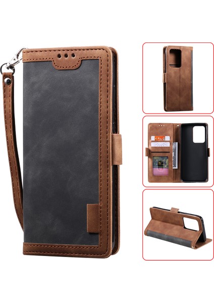 Samsung Galaxy S20 Ultra Için Vintage Ekleme Stili Cüzdan Stand Flip Deri Kılıf (Yurt Dışından)
