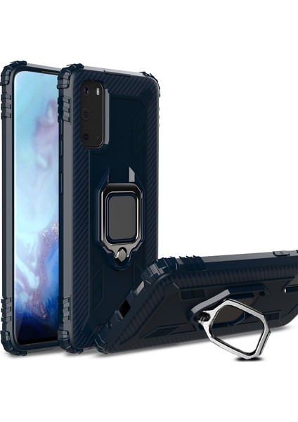 Samsung Galaxy S20 4G/S20 5g Için Parmak Yüzüğü Kickstand Yerleşik Manyetik Metal Sac Tpu Kasası (Yurt Dışından)