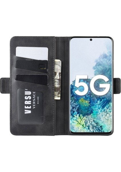 Samsung Galaxy S20 Fe 4g/fe 5G/S20 LITE/S20 Fe 2022 Için Çift Toka Deri Kabuğu Cüzdan Stand Tasarım (Yurt Dışından)