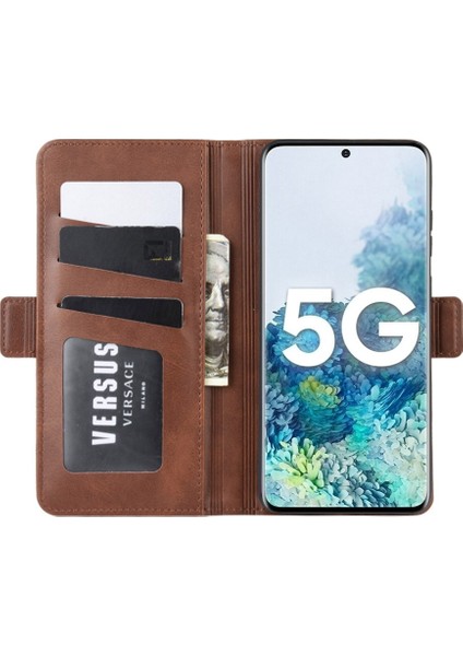 Samsung Galaxy S20 Fe 4g/fe 5G/S20 LITE/S20 Fe 2022 Için Çift Toka Deri Kabuğu Cüzdan Stand Tasarım (Yurt Dışından)