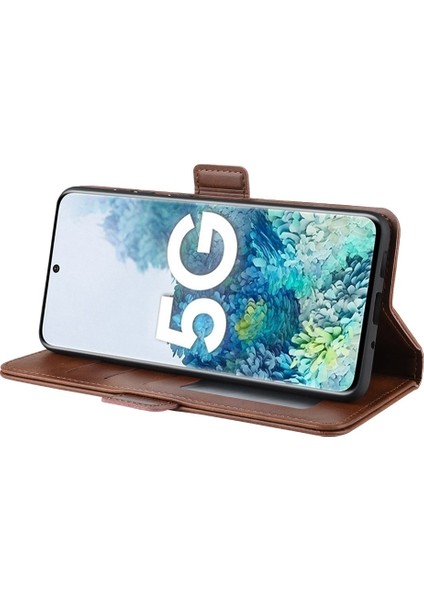 Samsung Galaxy S20 Fe 4g/fe 5G/S20 LITE/S20 Fe 2022 Için Çift Toka Deri Kabuğu Cüzdan Stand Tasarım (Yurt Dışından)