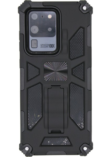 Samsung Galaxy S20 Ultra Için Manyetik Metal Sayfası ile Kickstand Armor Dropproof Pc Tpu Hibrit Kabuk (Yurt Dışından)