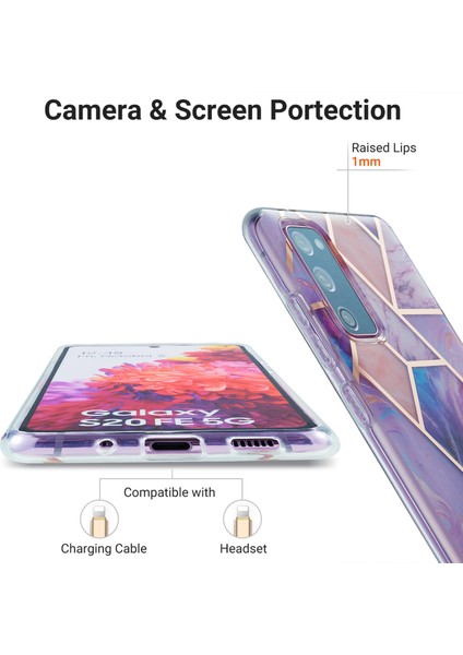 Iml Imd Mermer Deseni 2.0mm Tpu Telefon Kapağı Kılıfı Samsung Galaxy S20 Fe 4g/fe 5G/S20 LITE/S20 Fe 2022 (Yurt Dışından)
